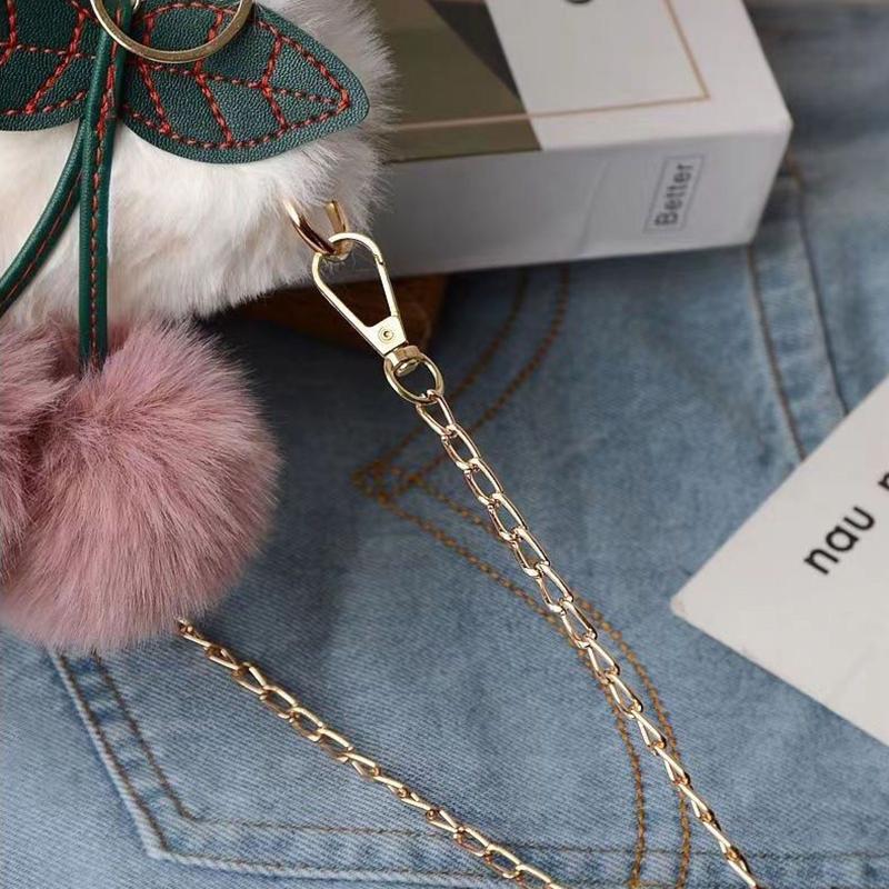 Женская зимняя симпатичная сумка из плюша вишневого цвета с цепочкой через плечо