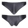Mens Glossy Low Rise Briefs Solid Color Elastic Waistband Underpants Underwear Swimwear