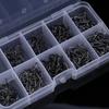 Fish Hooks Kit, 500pcs Carbon Steel Fishing Hooks Treble Hooks Kit Fishing Fish Jig Hooks with Tackle Box 3-12# Assorted Sizes