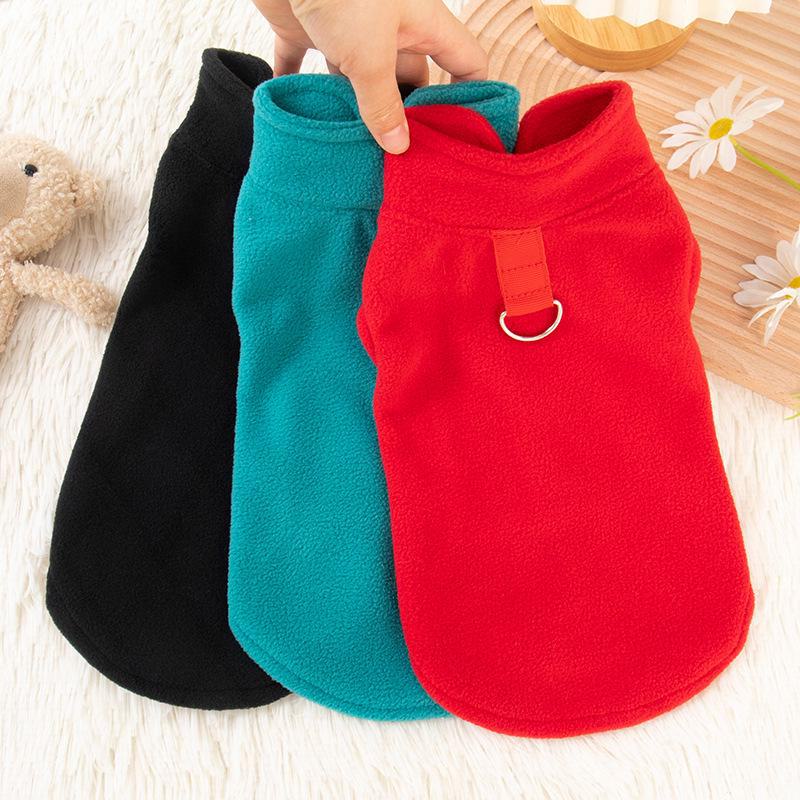 Thick Polar Fleece Dog Sweatshirt with Leash Attachment - Universal Pet Clothing for Autumn and Winter