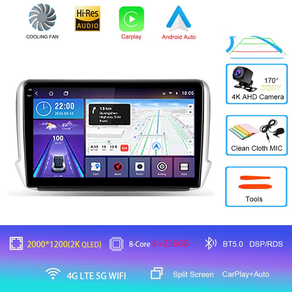 Car Radio Android 14 Carplay For Peugeot 2008 208 Multimedia System 2012 - 2018 Navigation GPS Multimedia Player WiFi+4G stereo