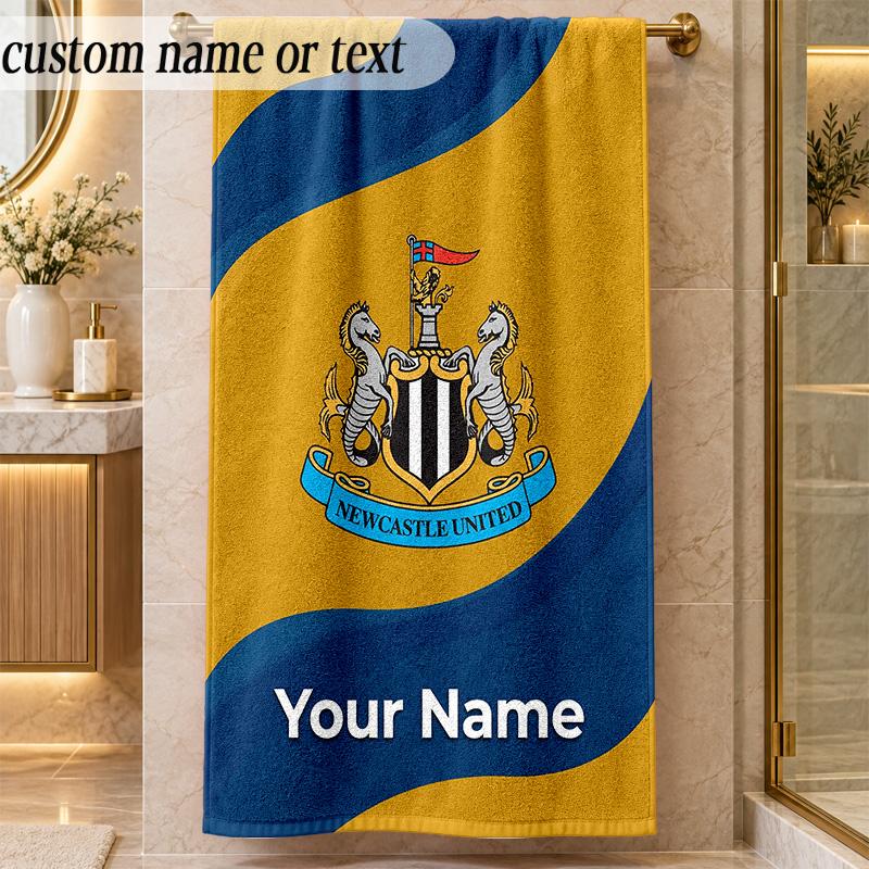 Пляжное полотенце Newcastle United FC С индивидуальным именем Текст Персонализированное Мягкое полотенце для пляжа Бассейна Дома Декор Подарок