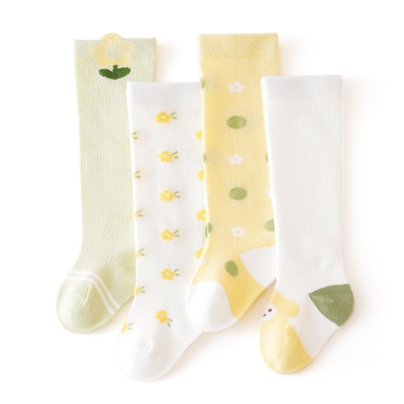 Милые летние детские длинные носки, тонкие дышащие сетчатые антимоскитные чулки для малышей, хлопковые солнцезащитные носки для младенцев выше колена