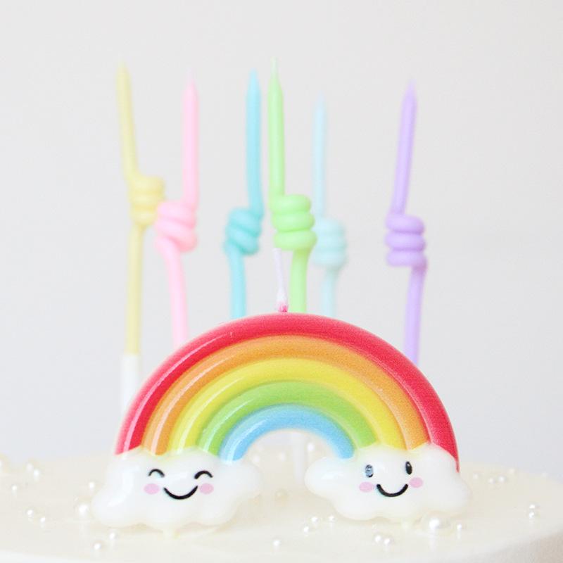 Ins Wind Romance Rainbow Memory Frozen Candle Set Creative Party Baking Like Spiral Colored Candle