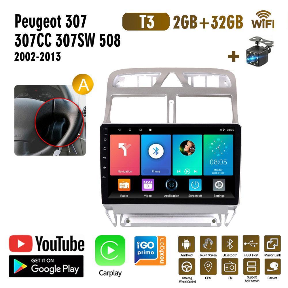 Автомобильный радиоприемник с GPS-навигацией на базе Android для Peugeot 307 307CC 307SW 2002-2013, мультимедийный стерео Wi-Fi видео 2din 2 DIN Carplay 2 + 32 ГБ