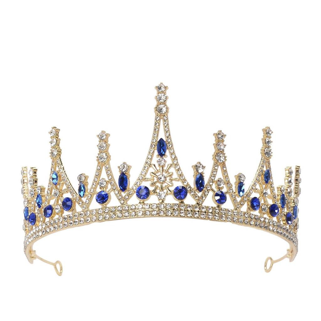 Корейские свадебные украшения из сплава, синие аксессуары для волос, корона, подружка невесты, принцесса, свадебный банкет, танцевальные аксессуары, головной убор, тиара