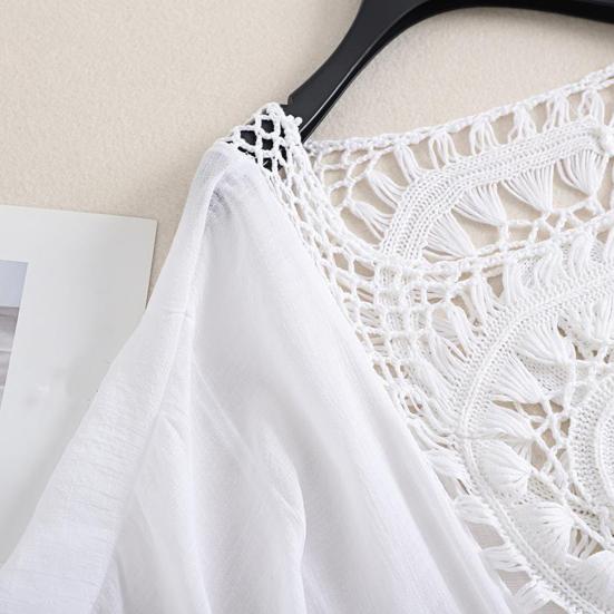 Женский летний купальник, повседневный, с открытыми плечами, с кисточками, пляжный халат, свободный, прозрачный, бикини, накидка для пляжа, бассейна, загара