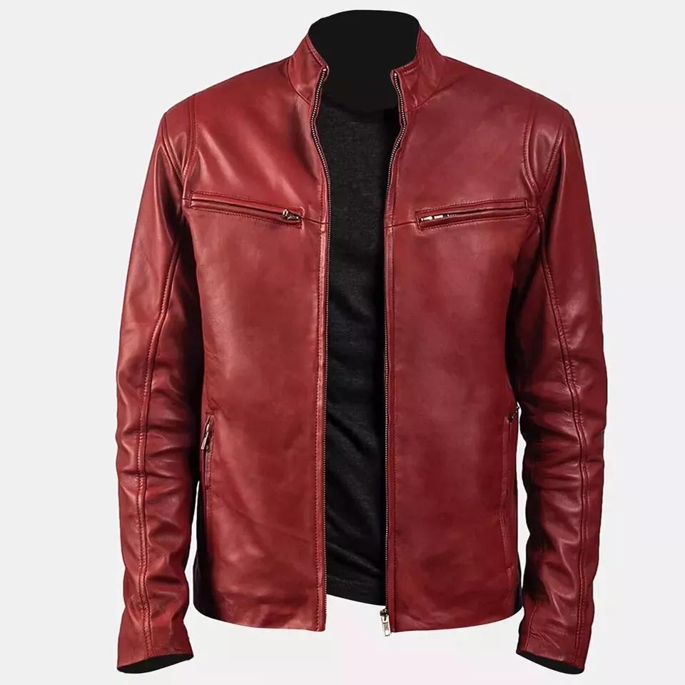 Новая мужская куртка Maroon из натуральной овчины, натуральная кожа ручной работы, мягкая, стильная