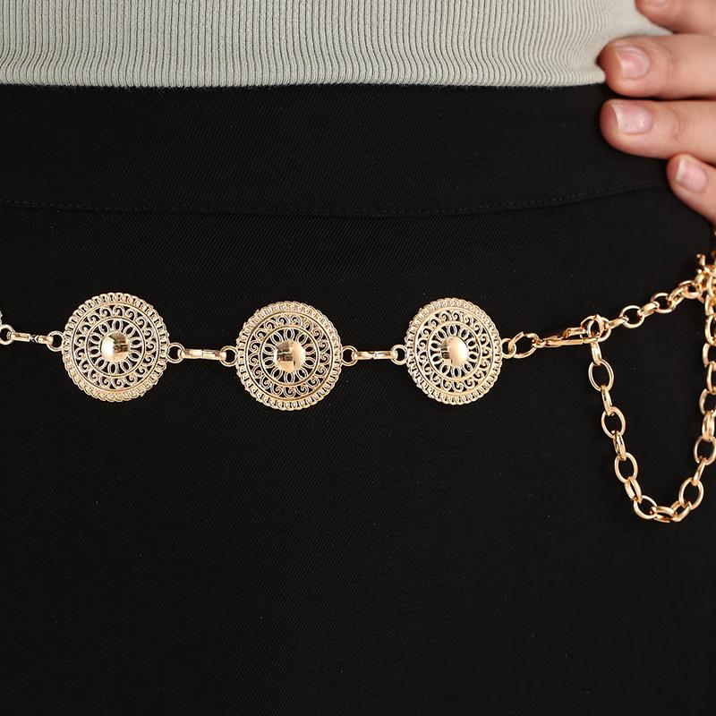 Золотая регулируемая пряжка длинный пояс на талию цепочка винтажная ажурная металлическая