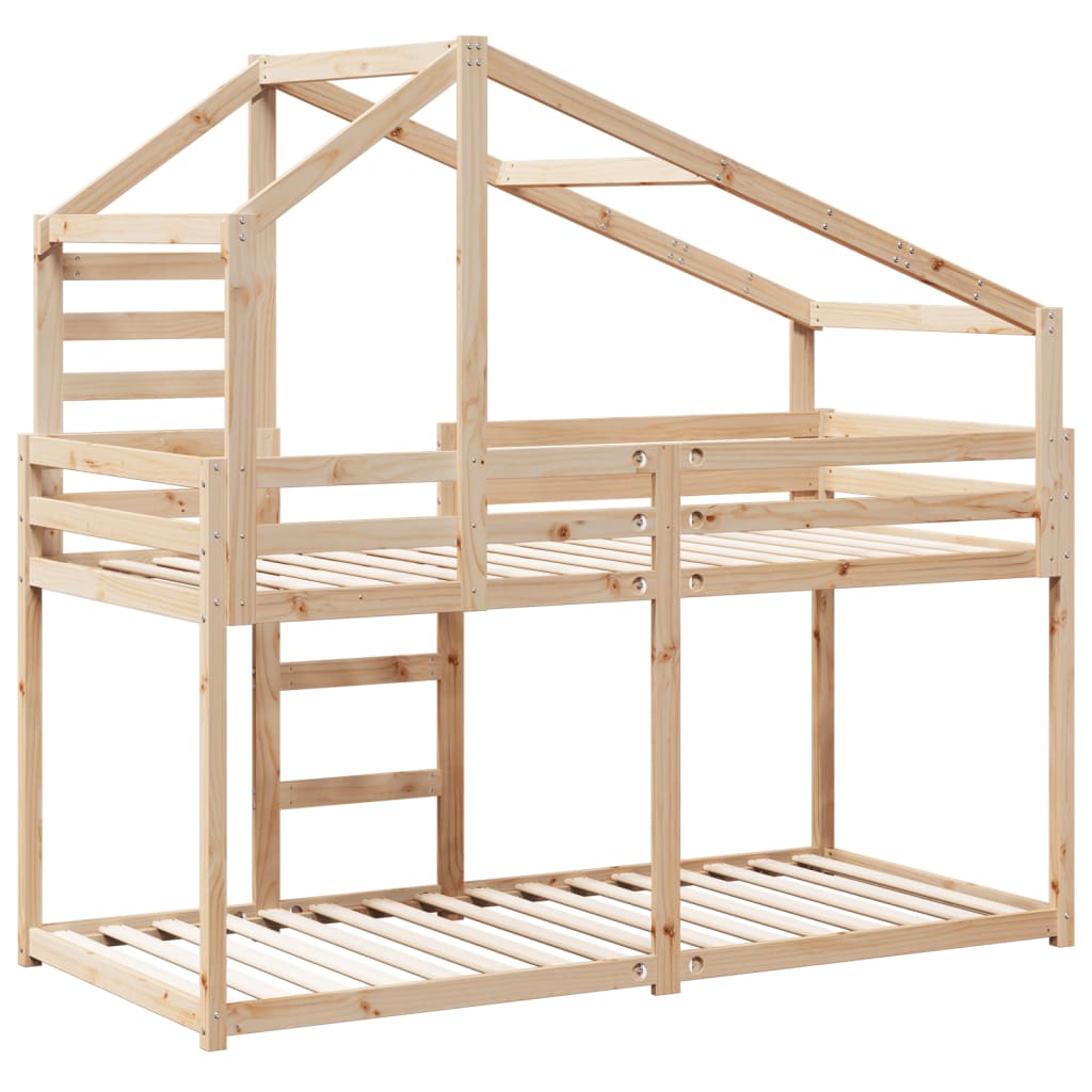 Bunk Bed with Roof 80 x 200 cm Solid Pine Wood