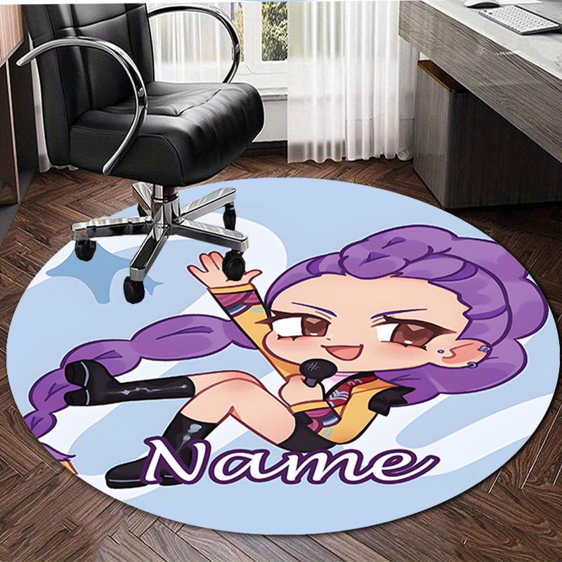 Personalized K-KPop Demon Hunters Round Chair Office Rug - Perfect for Mat, Office Chair & More - Ideal Gift for Birthdays and Holidays