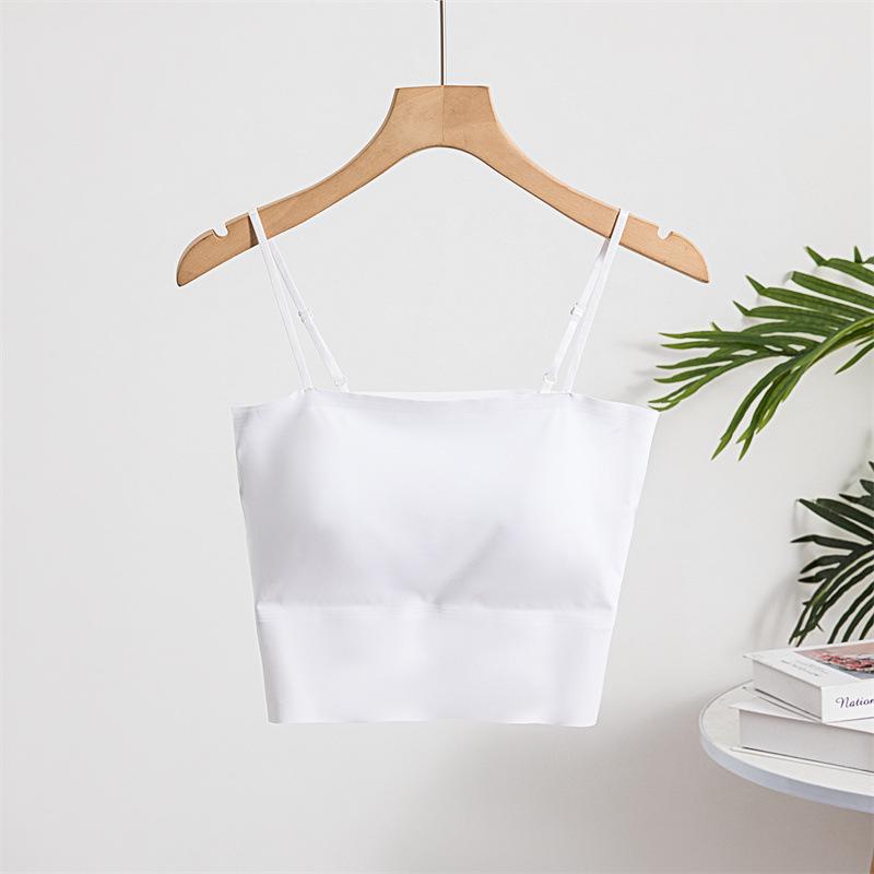 Seamless One-Shoulder Ice Silk Tube Top Camisole - Light Sports Style for Summer