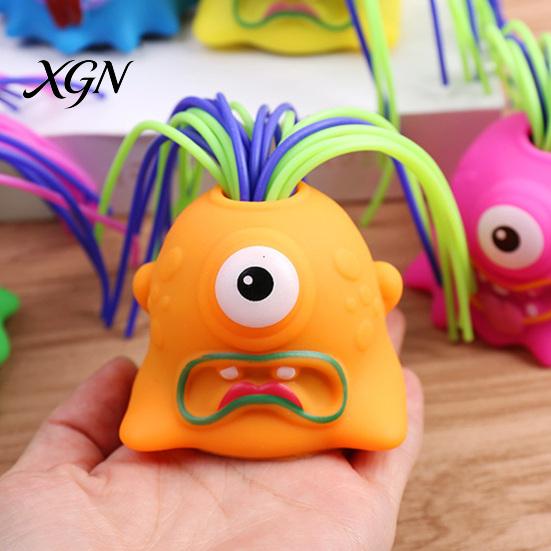 Screaming Devil Toy Hair Pulling Demon with 6 Sound Effects Stress Anxiety Kids Relief Colorful Plucking Sensory Fidget Party Favors