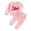 Baby Girl 2Pcs Valentine 's Day Outfits 3M 6M 9M 12M 18M 24M Long Sleeve Letter Embroidery Sweatshirt + Pants Set Toddler Clothes