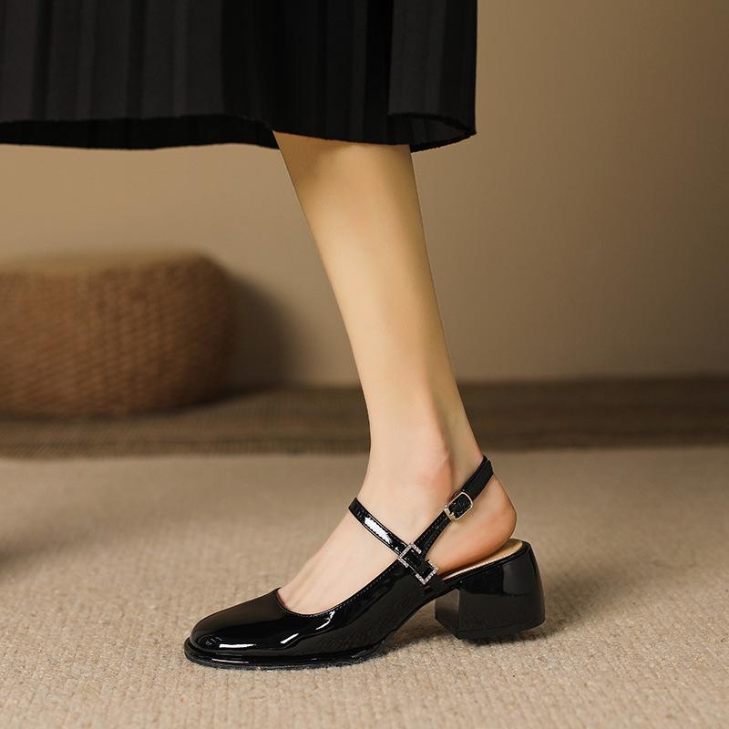 Мэри Джейн толстый каблук с туфлями женские мелкий вырез стиль колледж сумка голова сандалии женские