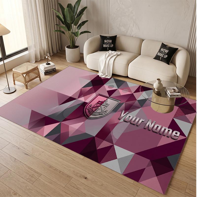 Personalized Crystal Velvet Carpet Burnley Football Pattern Non Slip Floor Rug