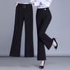 Plaid Office Straight Pants Women Casual Baggy Pant High Waist Formal Wide Leg Trousers Big Size