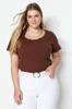 Women's Fashion New Big Size Blouse Stone Ribbed U-Neck Knitted T-Shirt