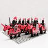 Medieval Knights Castle Cavalry Rohan Soldiers Guard Army Lotr Cavalier With Weapon Armor Helmet Shield and Horse Figure Blocks