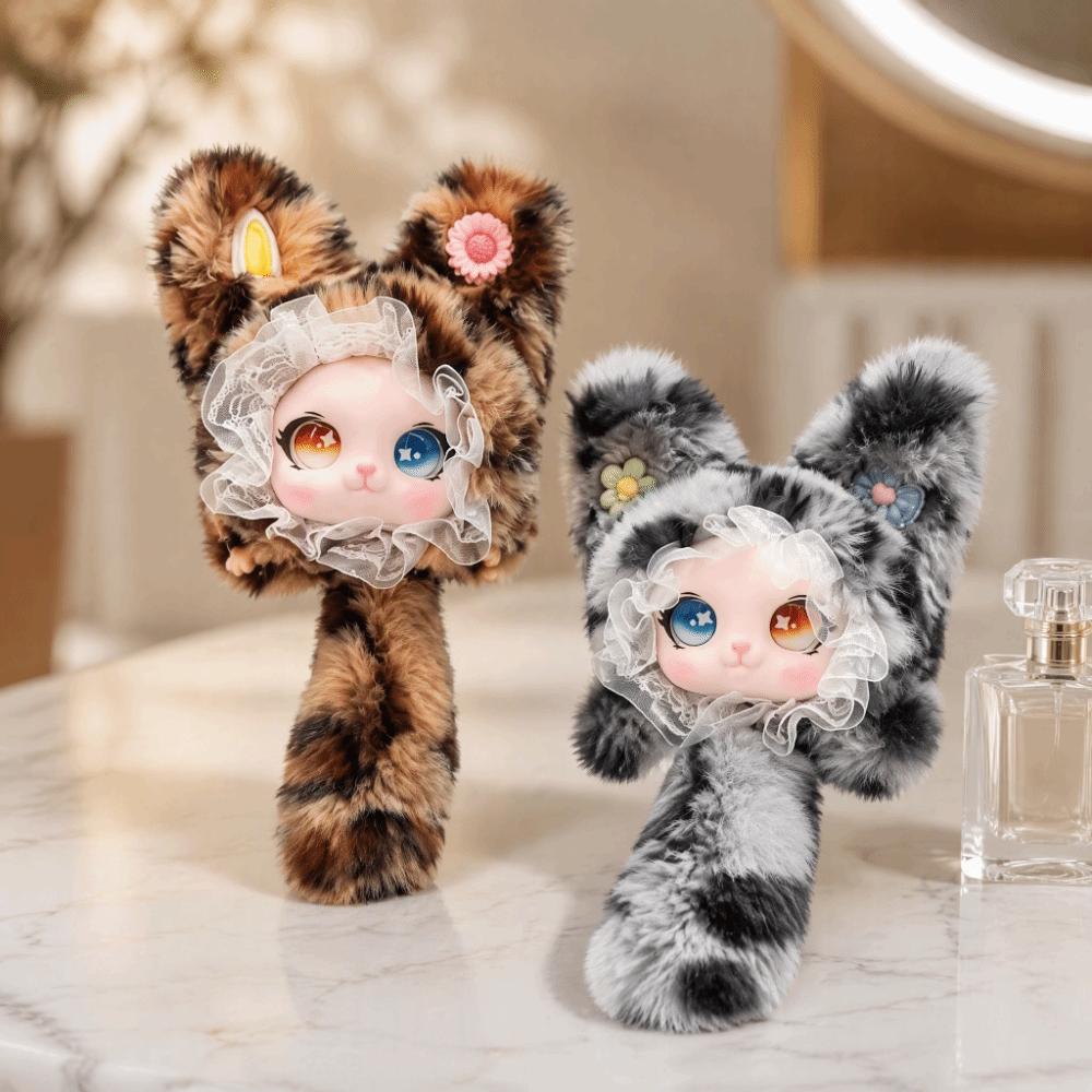 Bag Hanging Lace Leopard Print Cat Plush Keychain Vinyl Face Doll Pendant Boys and Girls