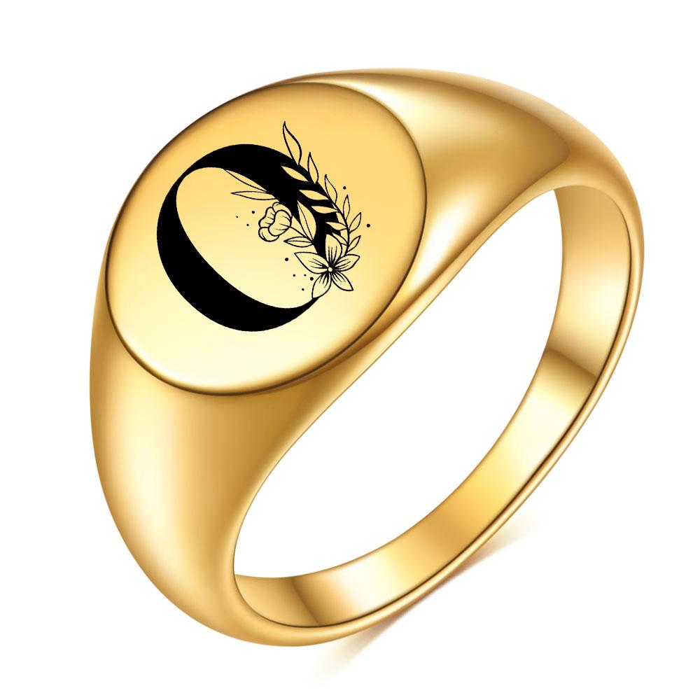 Женщины Мужчины Цветок AZ Буква Золотого Цвета Кольцо На Палец Инициалы Имя Алфавит Женские Партии Массивные Кольца Ювелирные Изделия Из Нержавеющей Стали