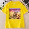 Retro Rage Consumes Me T Shirt Funny Kitten Graphic Tees Rainbow Cat Tee Unisex Casual Round Neck Printed Tees