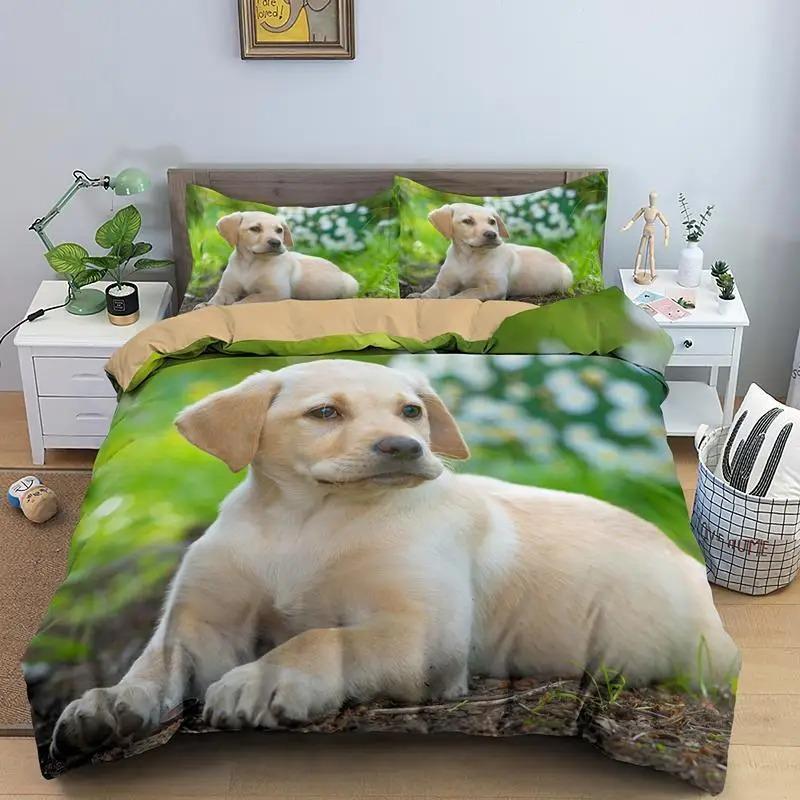 Dog Duvet Cover Collection Golden Retriever Queen Size Bedding Collection For Boys Girls Microfiber 3D Pet Themed Animal Funny Dog Quilt Cover