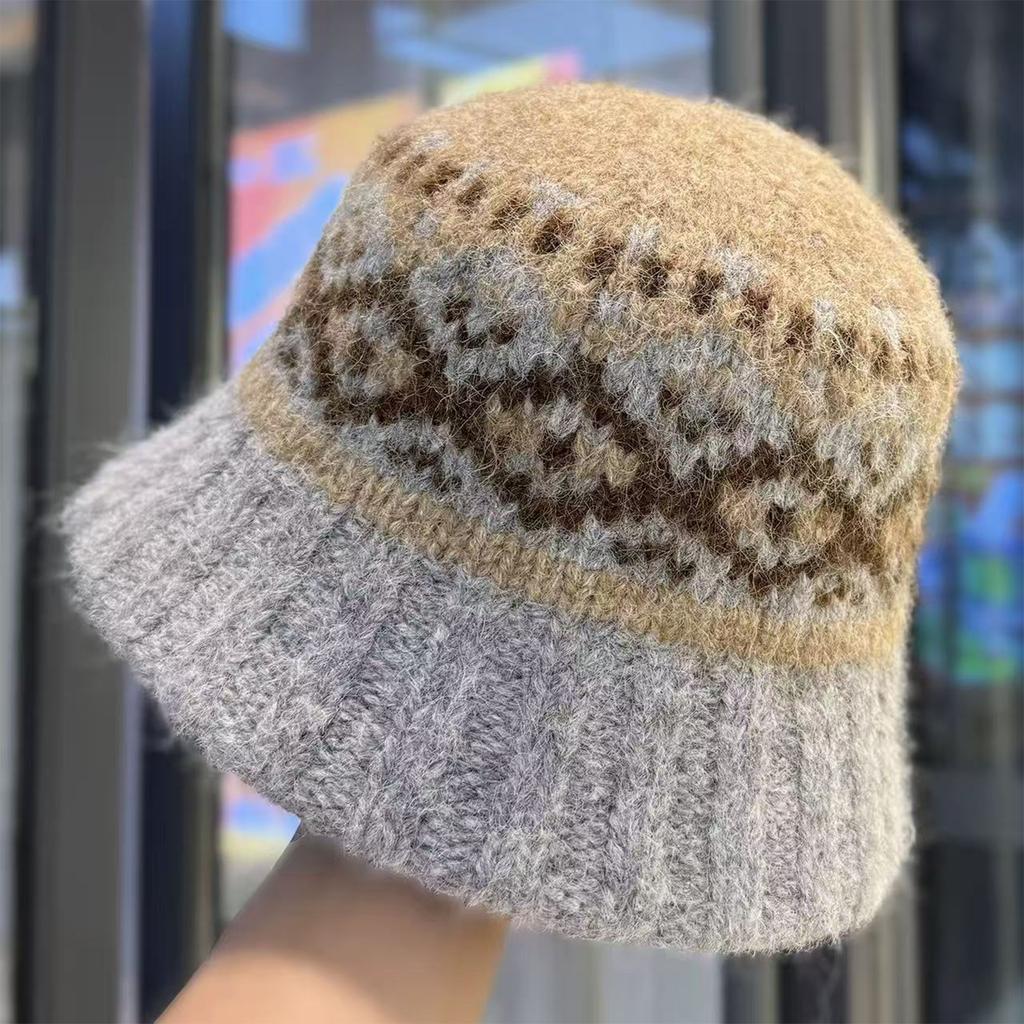 Женская шляпа, шляпа рыбака, теплая шерстяная шапка, атмосферная вязаная шапка, маленькая шляпа-ведро, подчеркивающая лицо