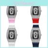 Fashion Women Barrel Shaped Quartz Watch With Silicone Strap For Casual Wear