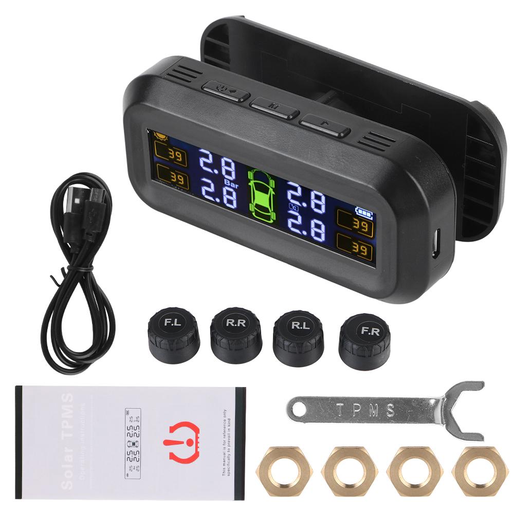 Tire Pressure Monitoring System Solar TPMS Temperature Warning Fuel Save Car Tyre Pressure Monitor Tyre Pressure Alarm With 4 External Sensors
