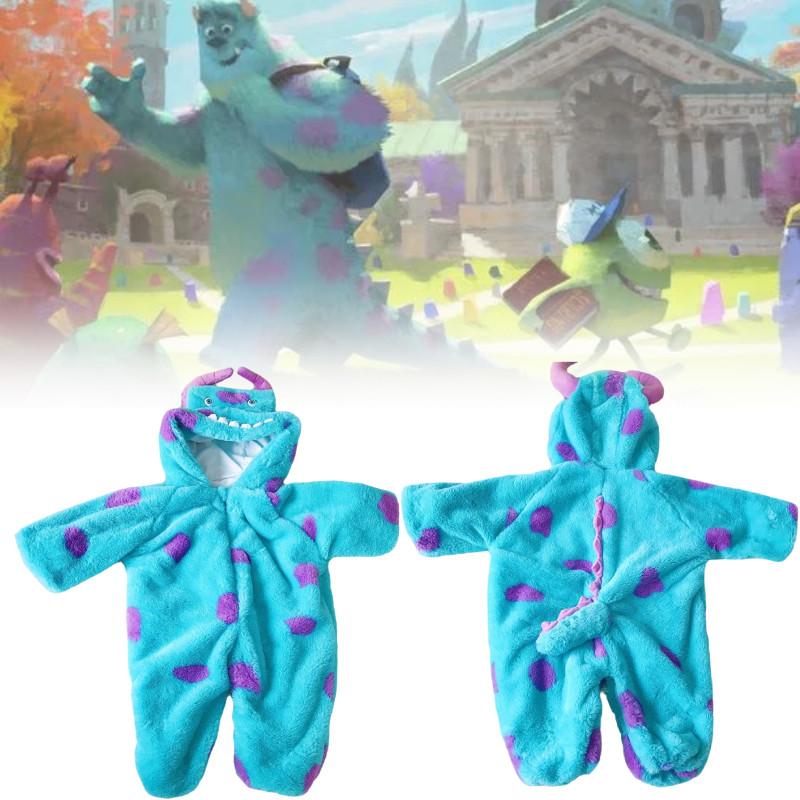 Adorable Baby Sullivan Monster Plush Onesie Thick Hooded Pajamas For Autumn Winter