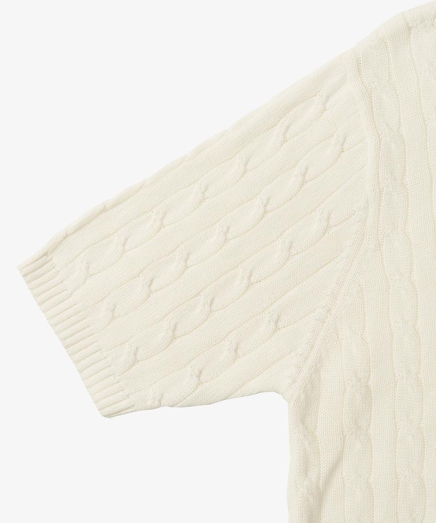 TOFFEE Classic Cable Round Neck Half Knit (Ivory)