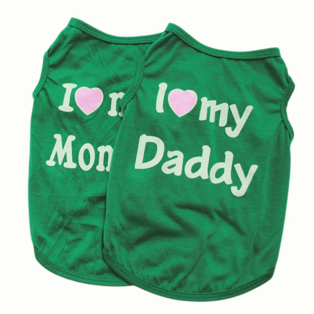 Pet Puppy Clothes, Vest, Classic Style Love Dad Love Mom, A Variety of Colors Trendy