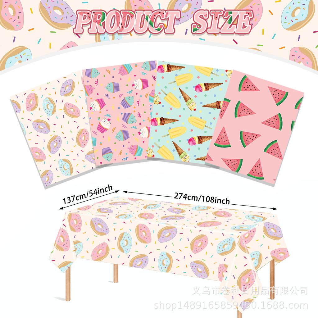 Тематические товары для вечеринки Украшение на день рождения Летнее мороженое Арбуз Пончики Скатерть Детская скатерть для дня рождения