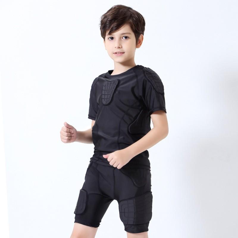 Kids Compression Basketball Set With Impact Protection Cycling Soccer Football Training Sportswear