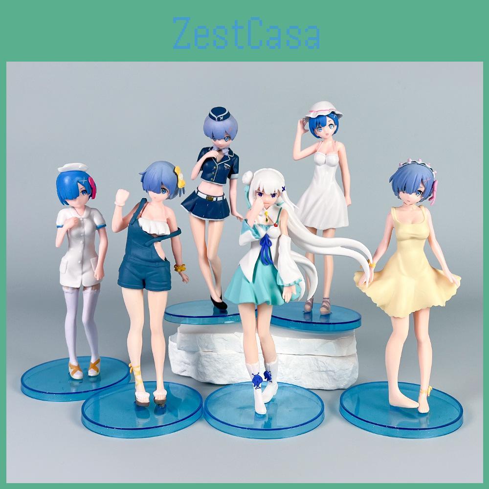 Фигурка аниме ПВХ Re:Zero Пара Рем и Эмилия Для настольного дисплея и в качестве идеи для подарка