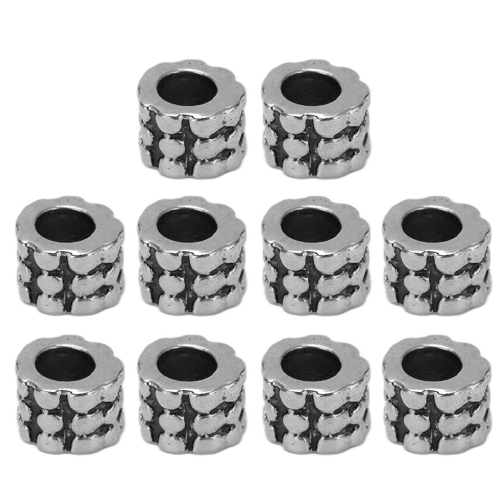 10 Pcs Silver Paracord Lanyard Beads Alloy Decorative Lanyard Beads Durable Paracord Beads Outdoor