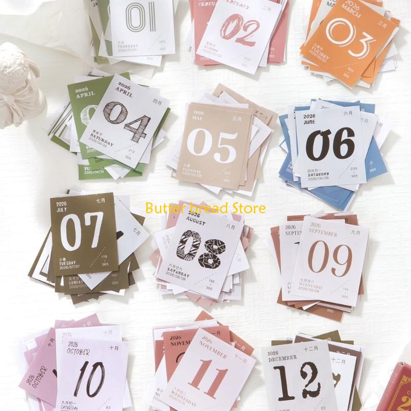 W89C 2026 Tearable Desk Calendar 365 Day Daily Calendar Writing Notepads Light Weight Portable For Daily Tasks And Reminders