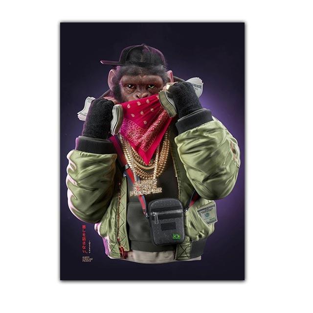 Хип-хоп Три обезьяны печать плакатов деньги холст картина современное настенное искусство животное висит картина украшение дома