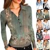 Women's Fashion Casual Printed V-Neck Long Sleeve Button-Down Top