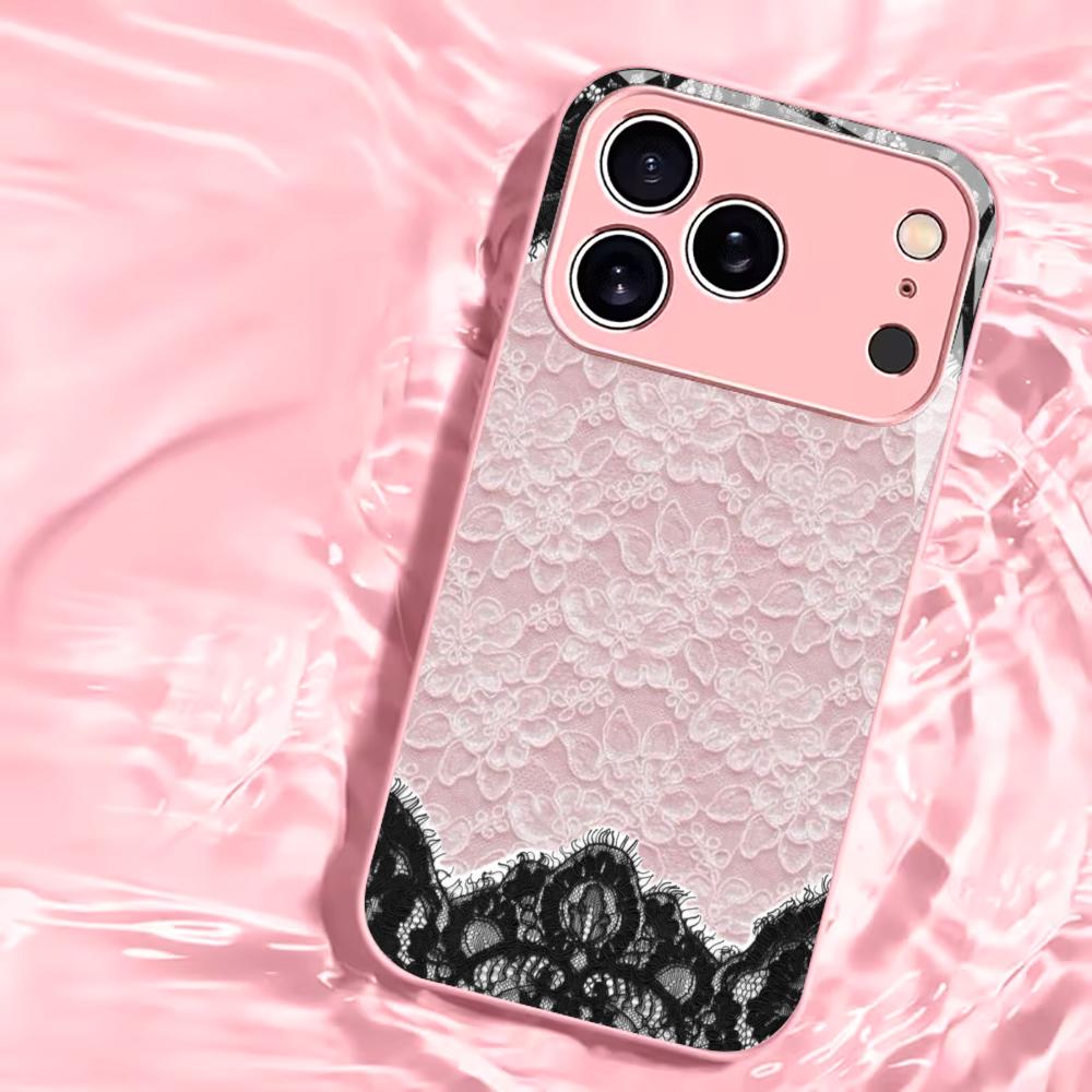 Классический розово-черный кружевной чехол для телефона для iphone 17 чехол для iphone 17 pro max чехол Стекло для iPhone 17 16 15 14 13 12pm Pro P