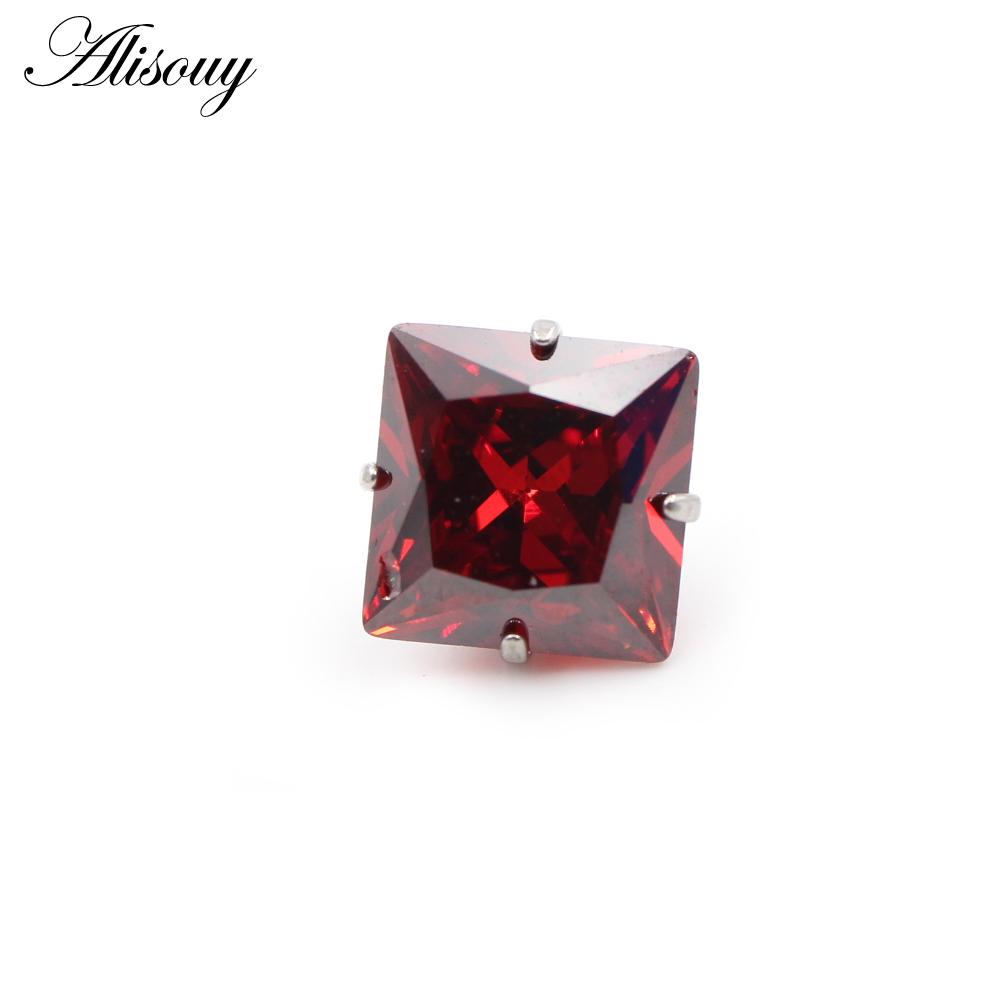Alisouy 1PC G23 Titanium Externally Thread Square Zircon Lip Labret Rings Ear Stud Earrings Piercing DIY Body Jewelry Accessory