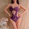 Милый наряд сексуальное нижнее белье сексуальный полый комбинезончик соблазнительный ремешок перспектива кружево бесплатно фиолетовая пижама большой размер
