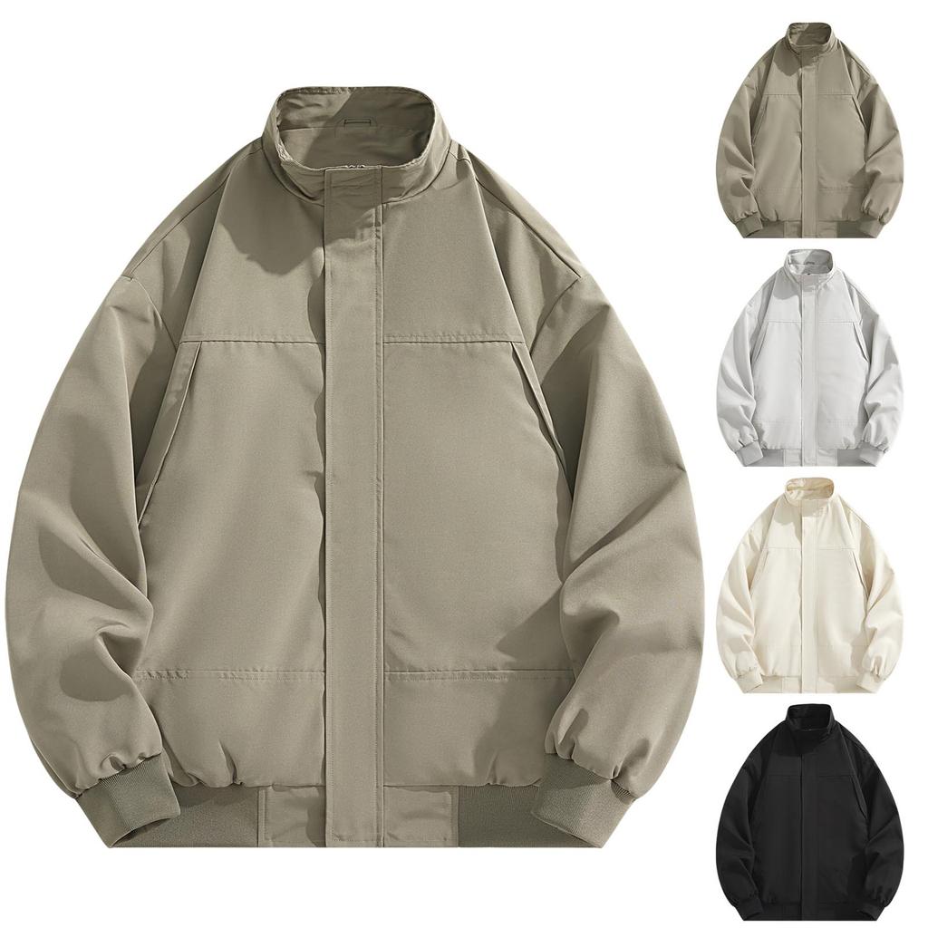 Men's Solid Color Jacket Fashion Sports Casual Workwear Trend Loose Jacket