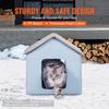 Heated Cat House Foldable Kitty Shelter with Heated Pad Blue Small
