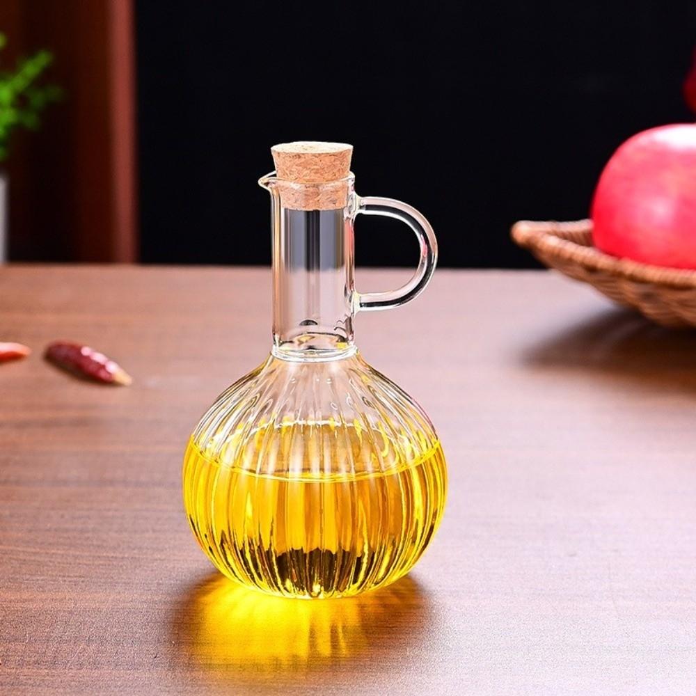Transparent Bottle Liquid Seasoning Bottle Wooden Stand Condiment Dispenser Household Use