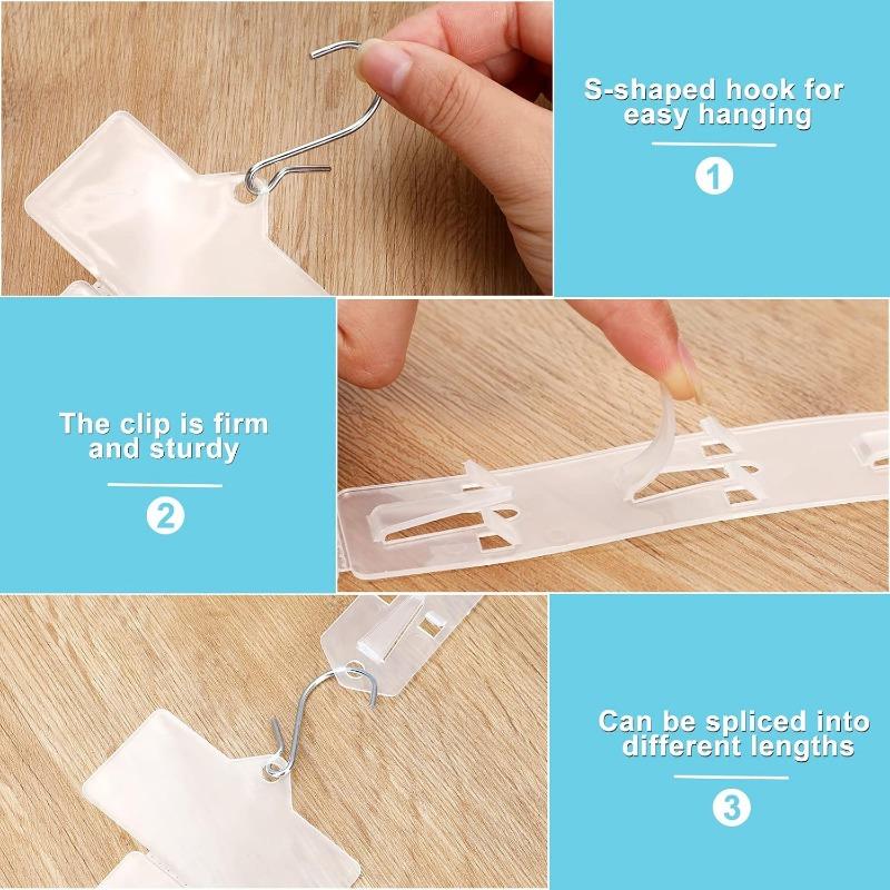 Strips Plastic 110pcs Snack Hanging Universal Convenience Store Shelf Food Display Hangers Foldable Transparent Shop Clip Strip