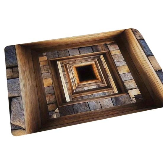 3D Optical Illusion Floor Mat Non-Slip Vision Rug with Stunning 3D Visual Effect Design Area Rug for Living Room Bedroom Hallway Easy Care Carpet