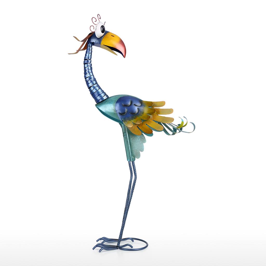Tooarts 31.2inch Cartoon Toucan Sculpture, Iron Bird Sculpture, Standing Animal Ornament, Artwork
