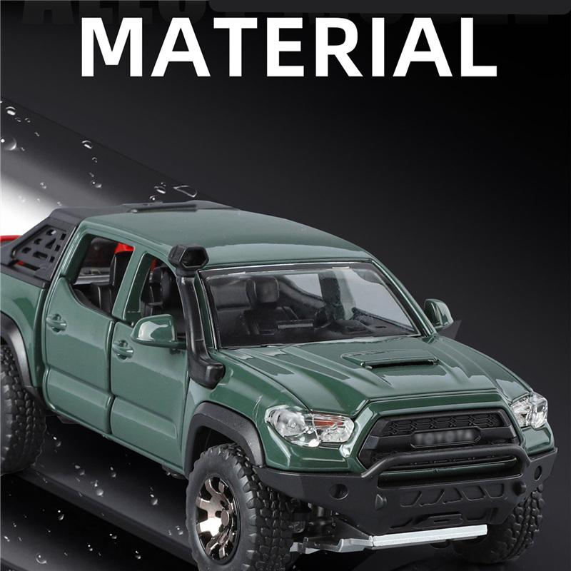 1/32 Toyota Tacoma Alloy Pickup Car Model Diecasts Metal Off-Road Vehicles Car Model High Simulation Sound and Light Childrens Toy Gift
